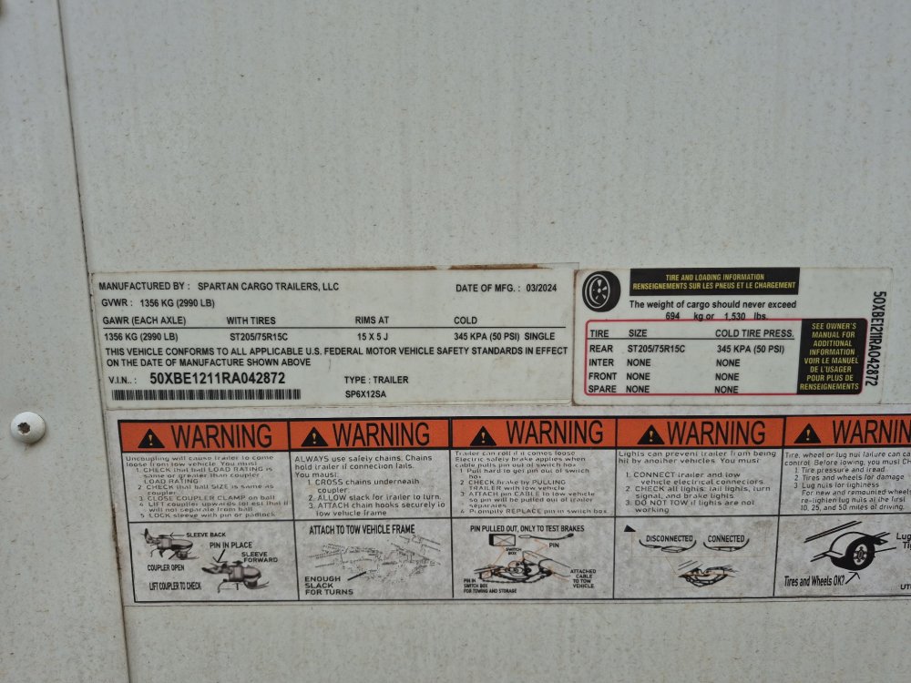 REPO 2024 SPARTAN CARGO 6 X 12 Enclosed Cargo