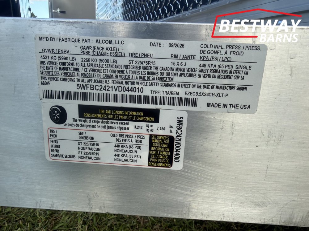 New 2027 Alcom EZEC 8.5 X 24 CAR HAULER XLT Pro Freedom 250 Enclosed Cargo