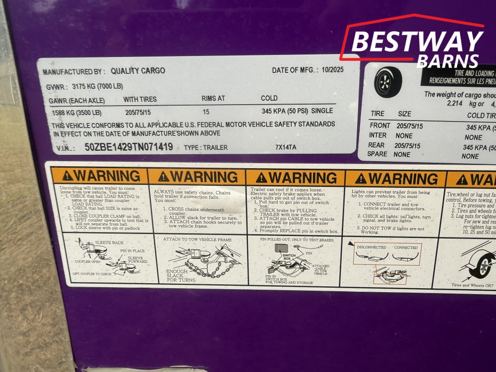 REPO 2026 Quality Cargo 7 X 14 CONCESSION Enclosed Cargo