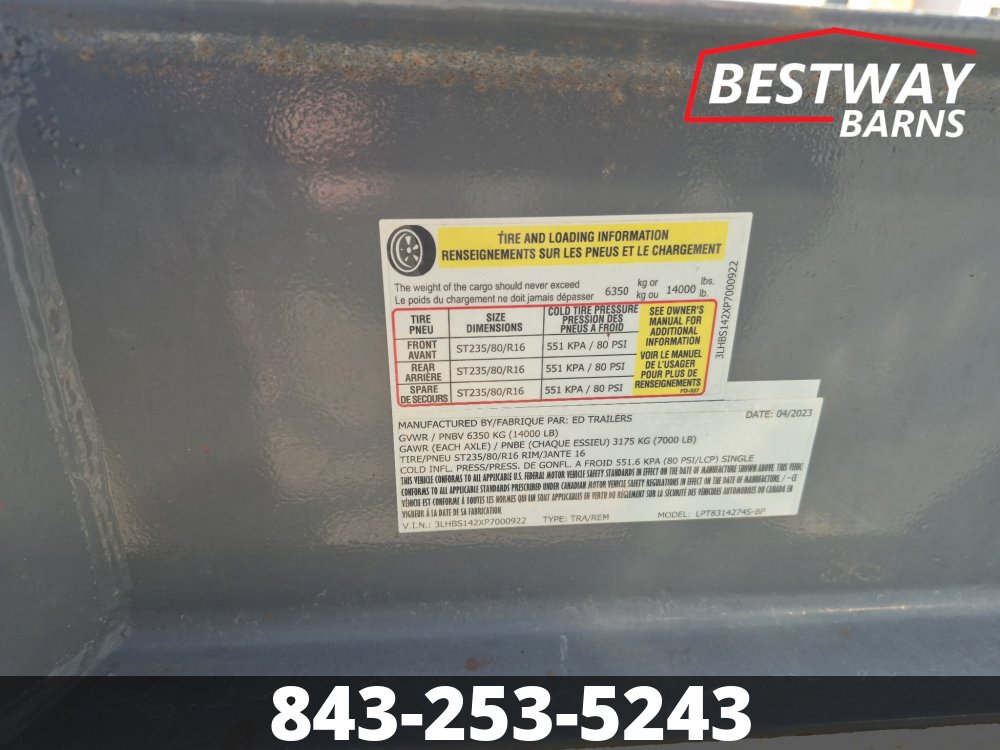 REPO 2023 ED Trailers 7 x 14 14K Dump Dump