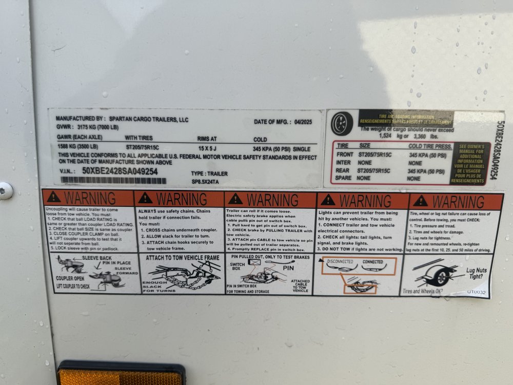 REPO 2025 SPARTAN CARGO 8.5 X 24 Enclosed Cargo