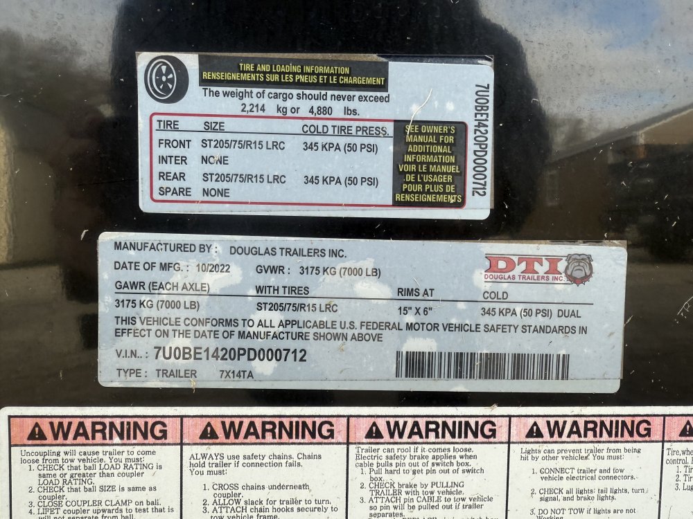 REPO 2023 DOUGLAS TRAILERS 7 X 14 Enclosed Cargo