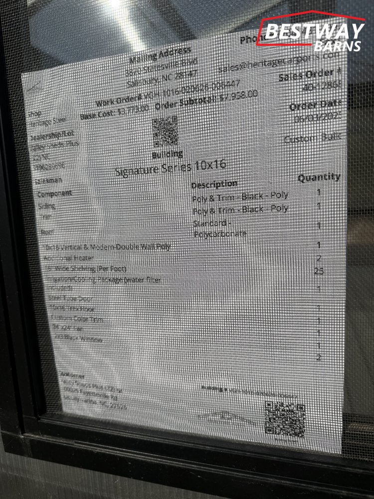 New 2026 Heritage Building 10 X 16 GREENHOUSE Utility Shed