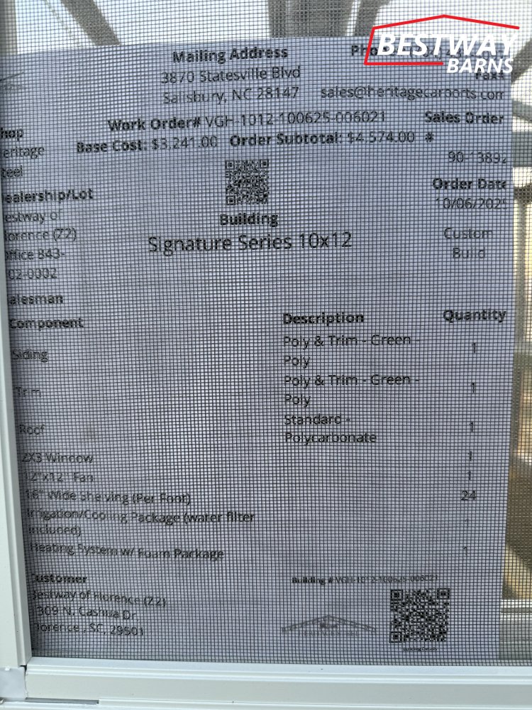 New 2025 Heritage Building 10X12 GREENHOUSE Utility Shed