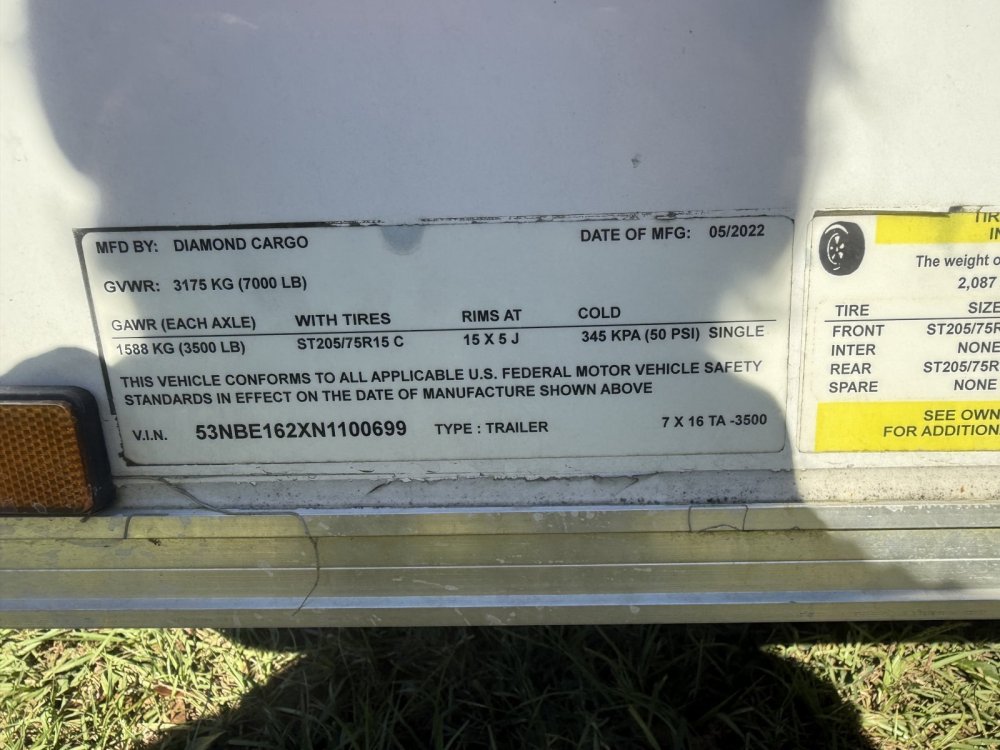 REPO 2022 Diamond Cargo 7X16 REPO Enclosed Cargo