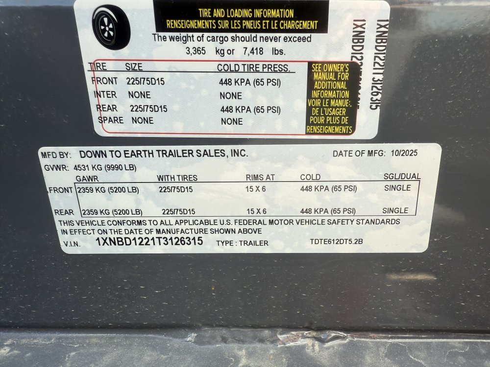 New 2026 Down 2 Earth Trailers 6 X 12 10k High Side comercial Dump