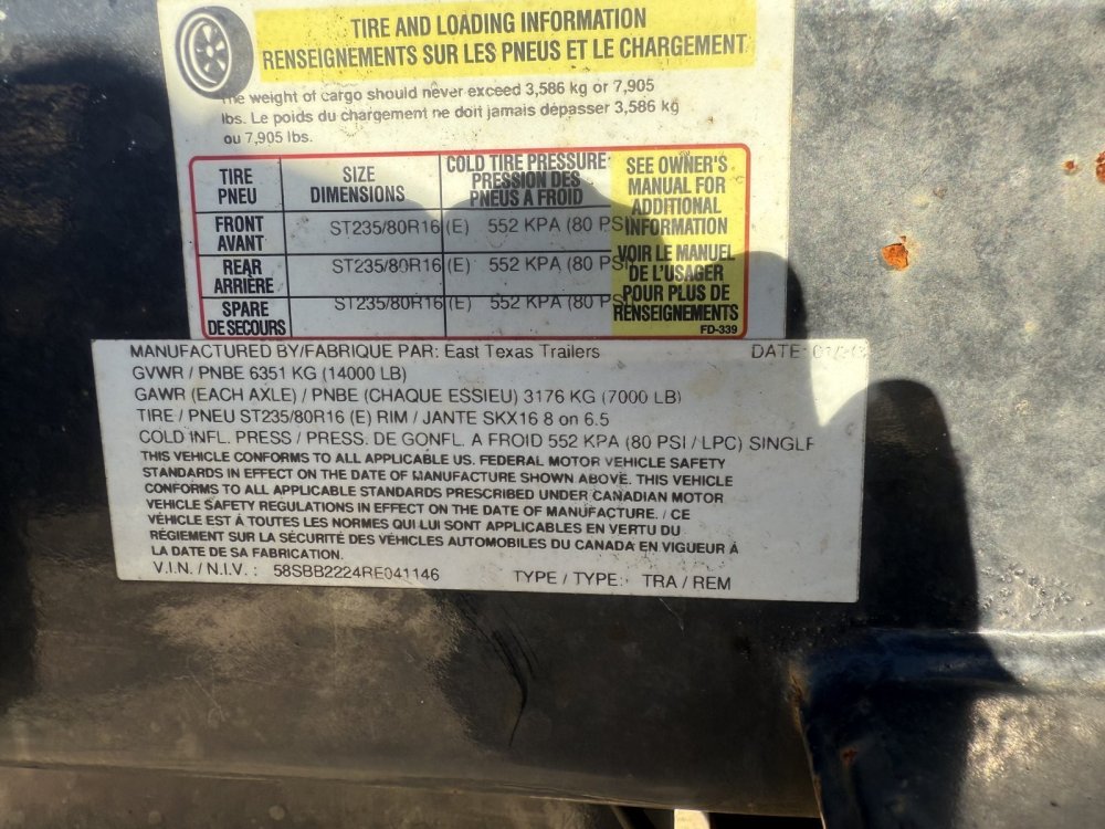 Used 2024 East Texas Trailers DECKOVER POWER TILT 14K Equipment