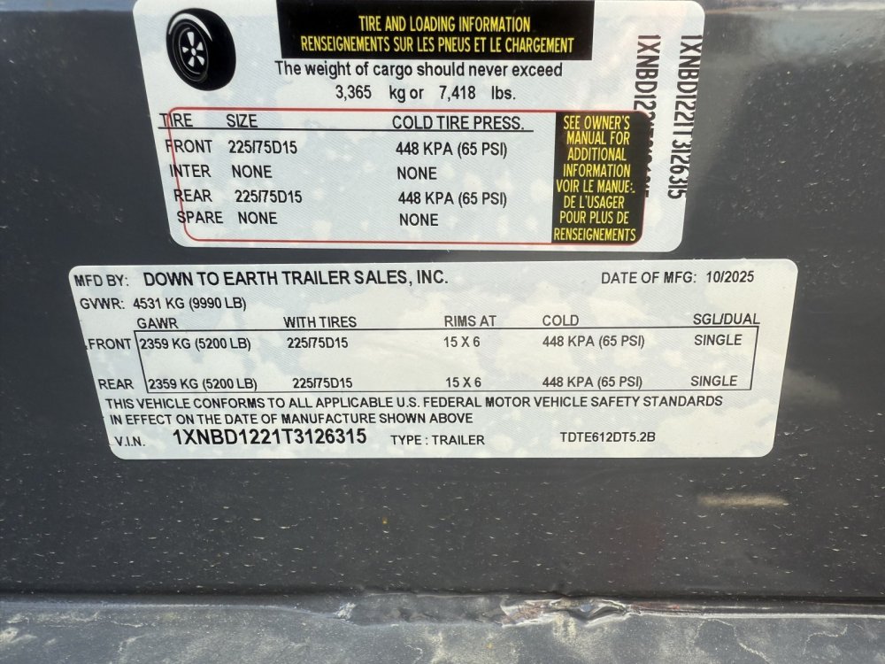 New 2026 Down 2 Earth 6 X 12 10k High Side comercial Dump