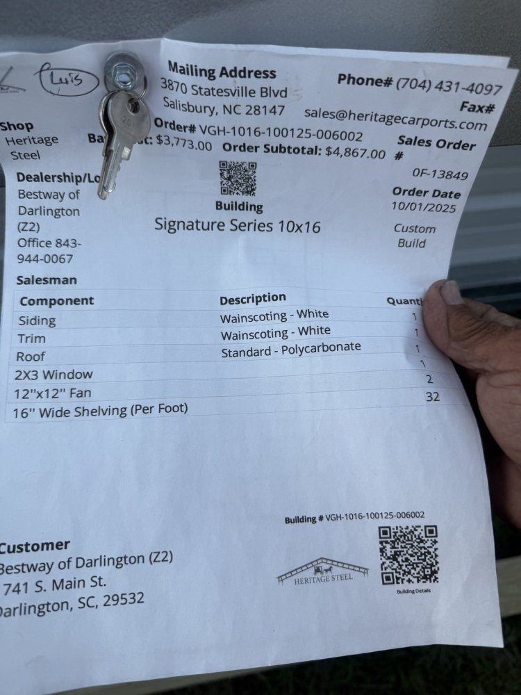 New 2025 Heritage Building 10X16 GREENHOUSE Utility Shed