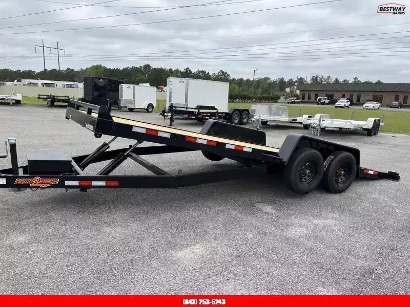 New 2026 Down 2 Earth Trailers 82X20 POWER TILT WOOD Deck Car Hauler