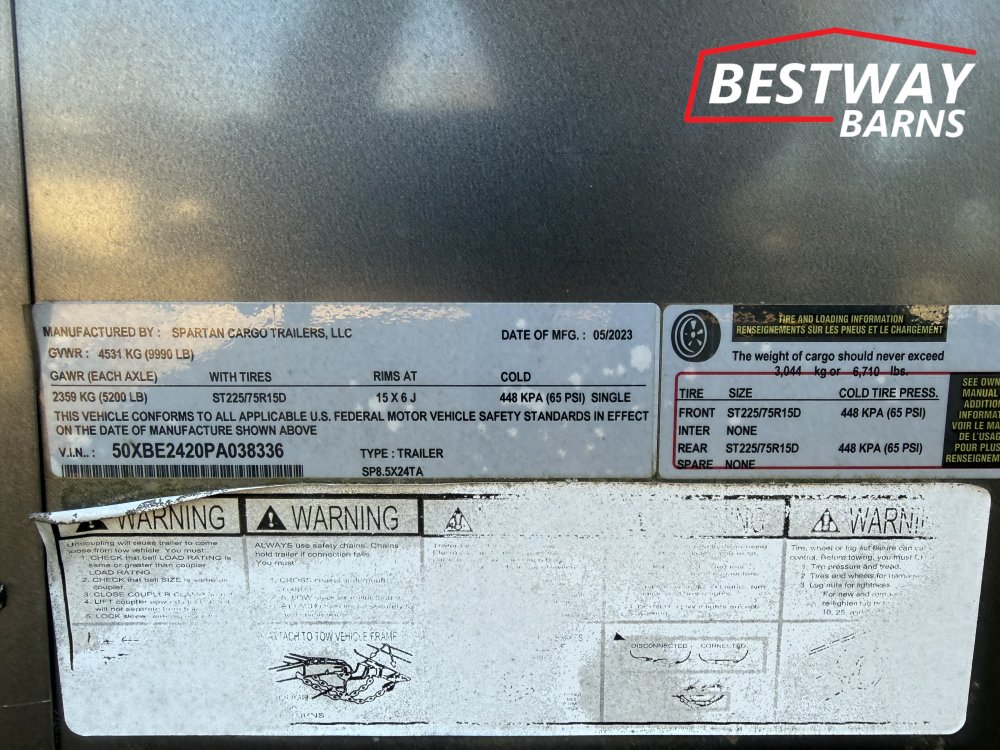 REPO 2023 SPARTAN CARGO 8.5 X 24 Enclosed Cargo