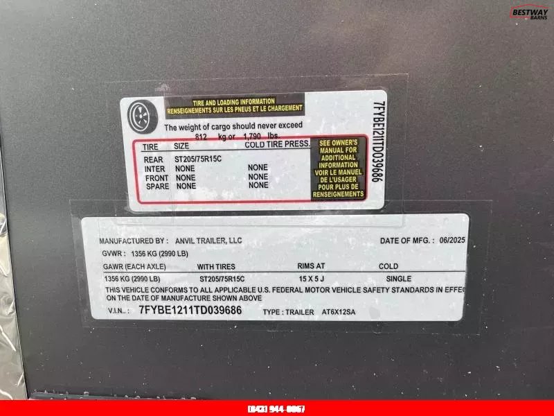 New 2025 Anvil 6X12 Enclosed Cargo