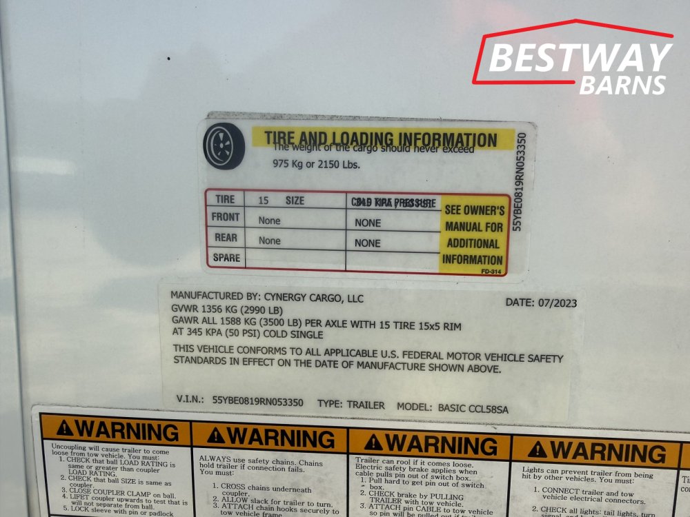 REPO 2024 CYNERGY CARGO 5X8 Enclosed Cargo