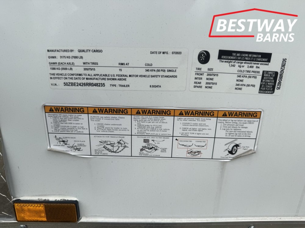 REPO 2024 Quality Cargo 8.5 X 24 CAR HAULER Enclosed Cargo