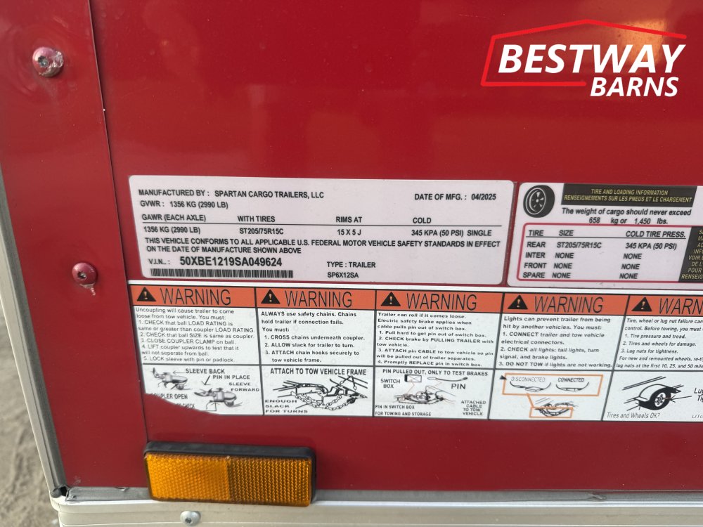 REPO 2025 SPARTAN CARGO 6 X 12 Enclosed Cargo
