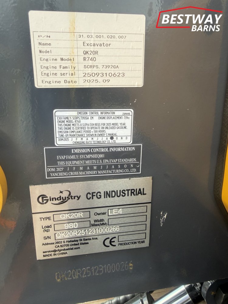 New 2026 CFG QK20R MINI EXCAVATOR Miscellaneous Equipment / Trade In