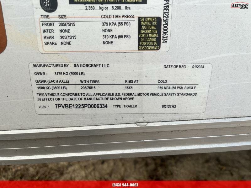 REPO 2022 NationCraft Trailers 6 X 12 TA Enclosed Cargo