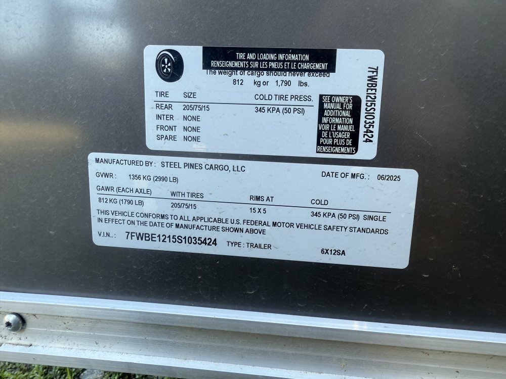 REPO 2025 STEEL PINES CARGO 6 X 12 Enclosed Cargo