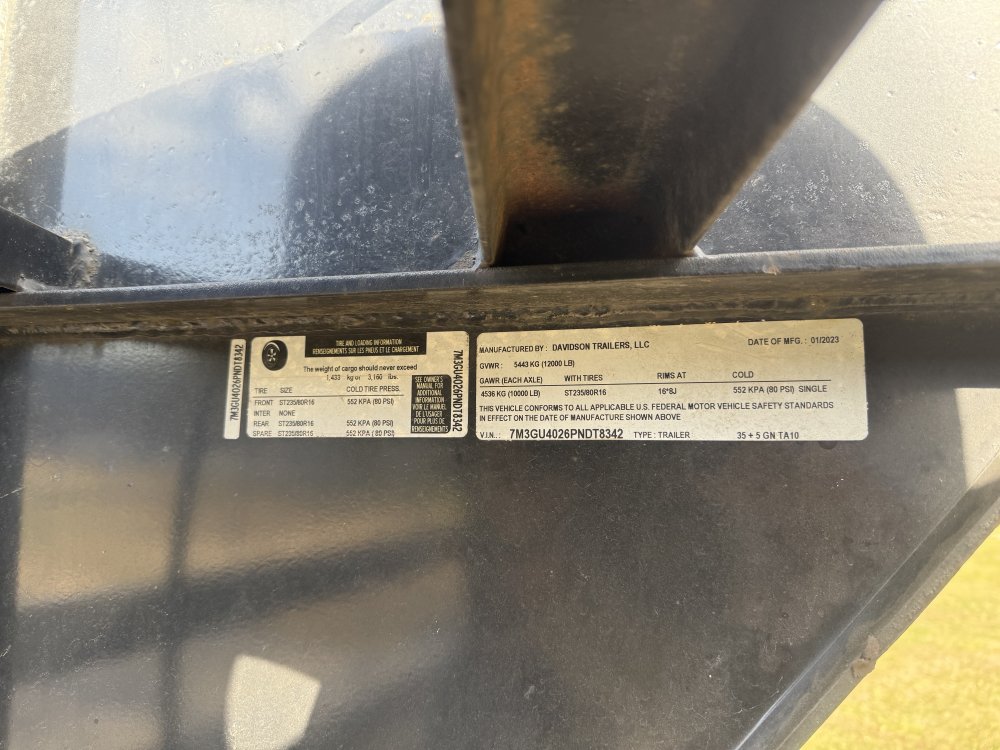 REPO 2023 Davidson Trailers 102 x 40 Gooseneck Equipment Trailer Equipment