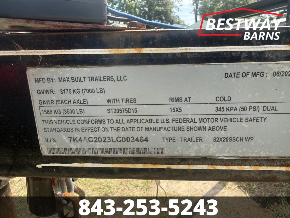 Used 2020 Max Built 7 X 20 Car Hauler