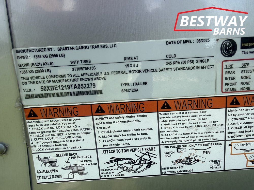 REPO 2026 SPARTAN CARGO 6 X 12 Enclosed Cargo