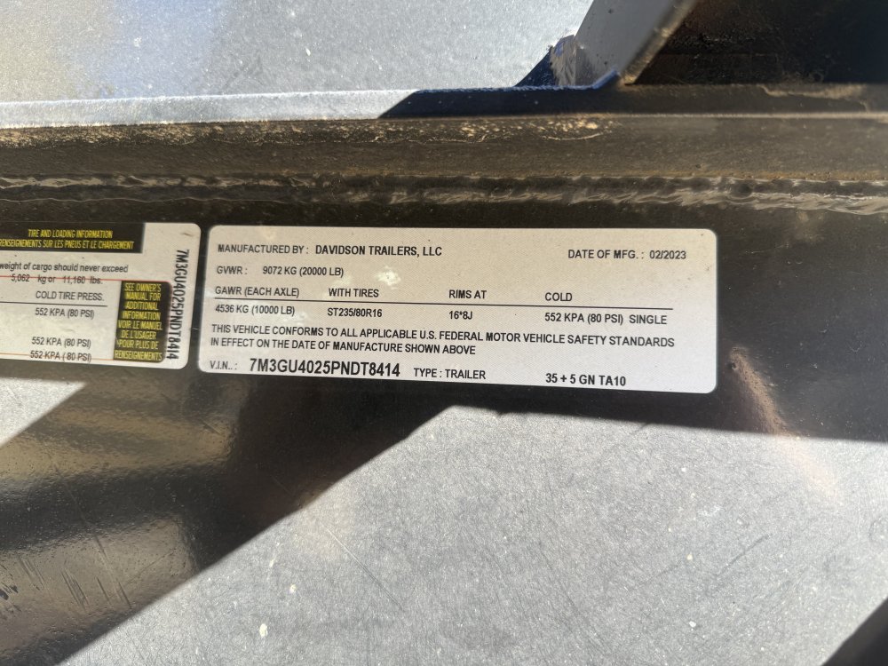 REPO 2023 Davidson 102 x 40 Gooseneck Equipment Trailer Equipment