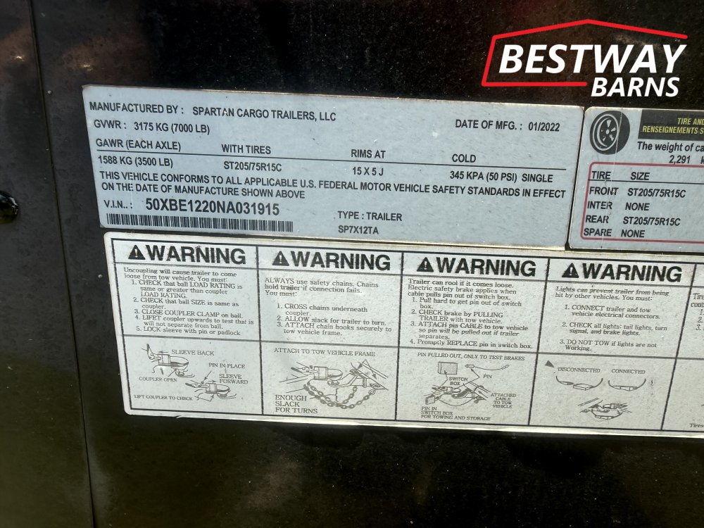 REPO 2022 SPARTAN CARGO 6 X 12 Enclosed Cargo