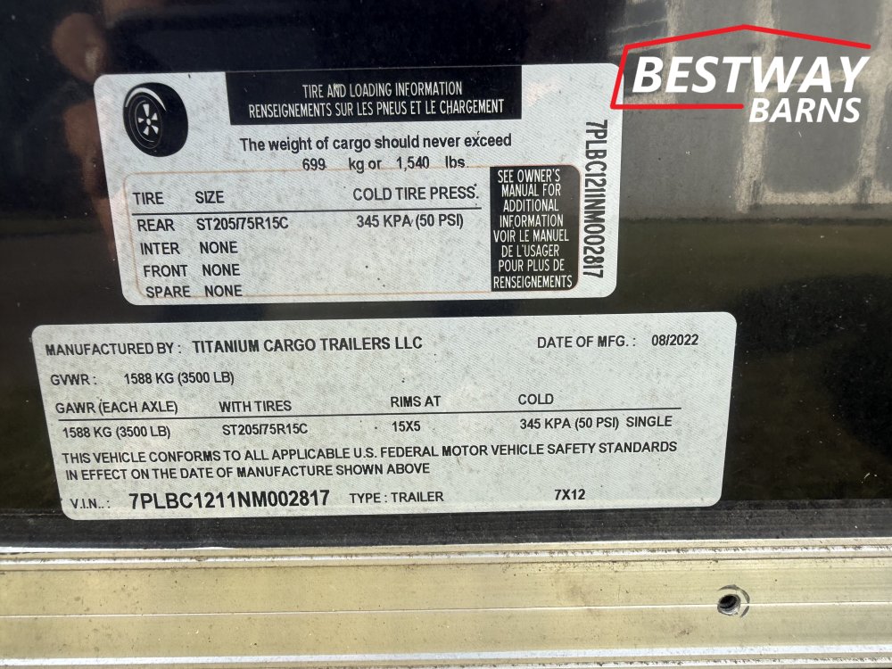 REPO 2023 TITANIUM CARGO 7 X 12 Enclosed Cargo