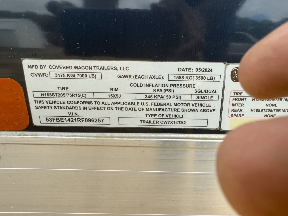 Used 2024 Covered Wagon 7X14 TANDEM Enclosed Cargo