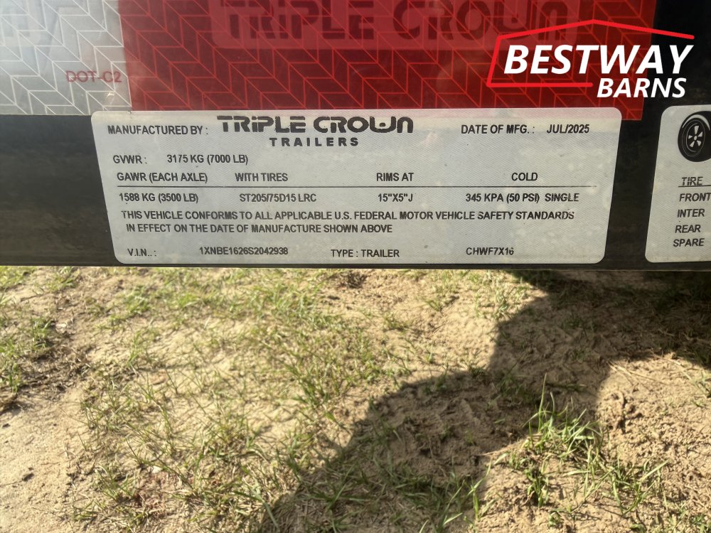 REPO 2025 Triple Crown 7 X16 CAR HAULER Car Hauler