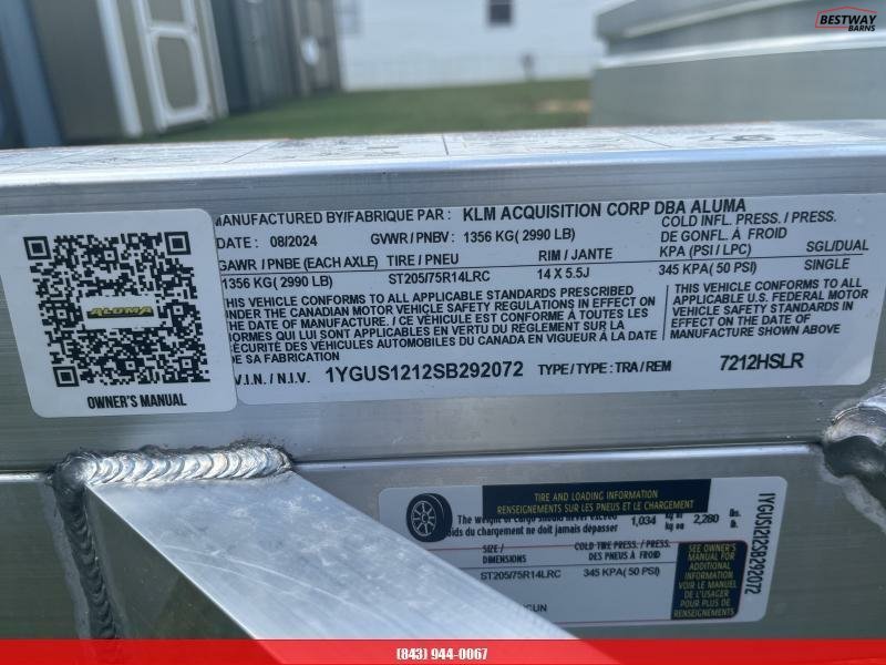 New 2025 Aluma 7212 HSLR Utility