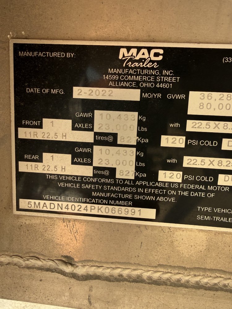2023 MAC HALF ROUND ALUMINUM END DUMP