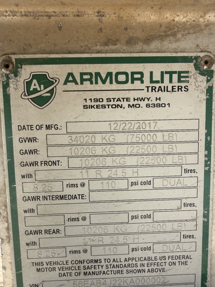 2019 39' ARMOR LITE END DUMP