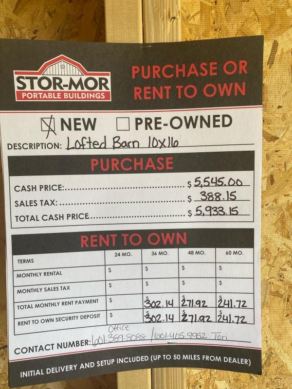 2024 Stor-Mor 10x16 Lofted Barn
