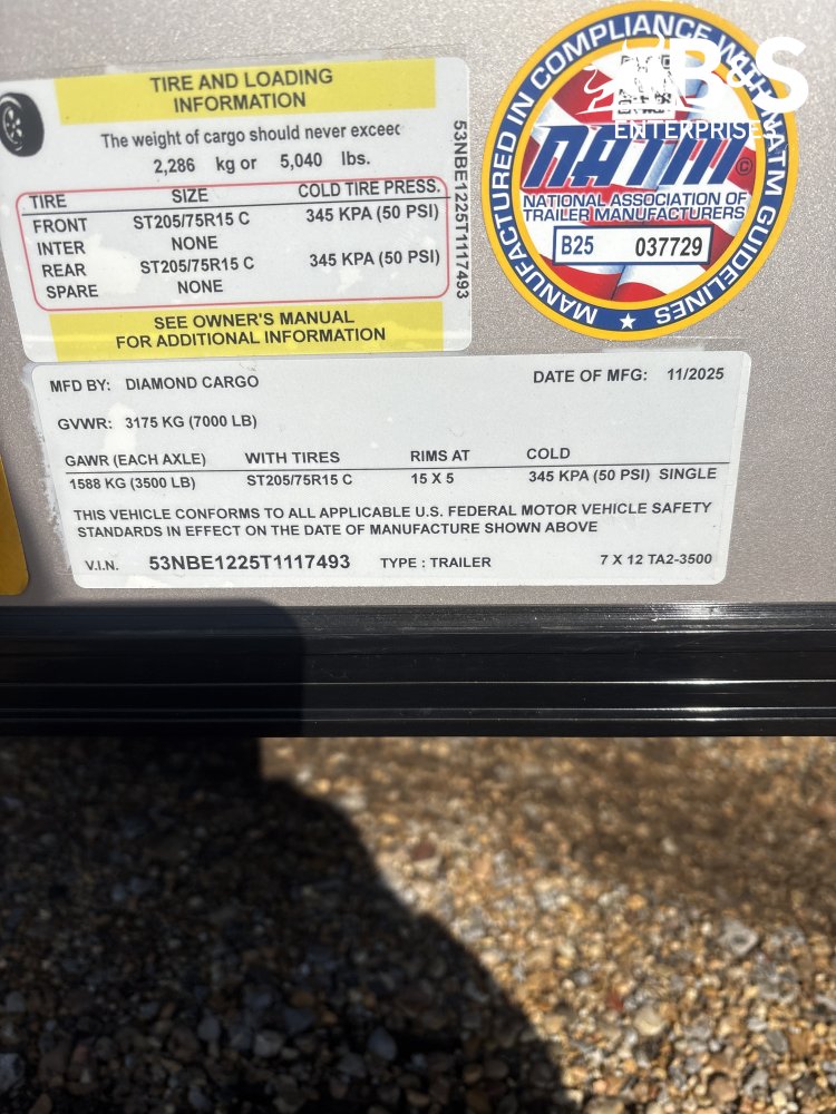 7'x12' Diamond Cargo Enclosed Cargo