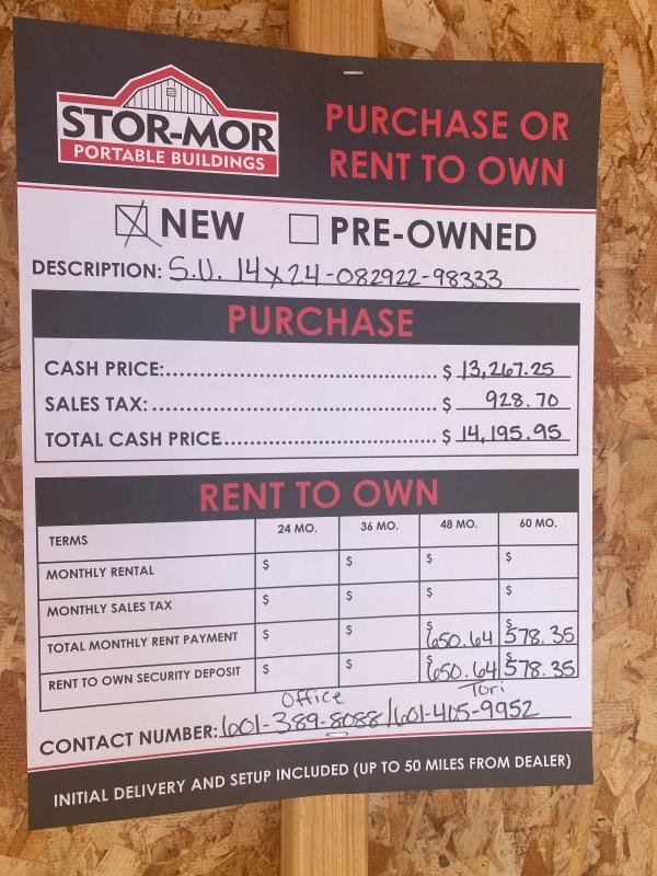 2022 Stor-Mor 14x24 SIde Utility Shed