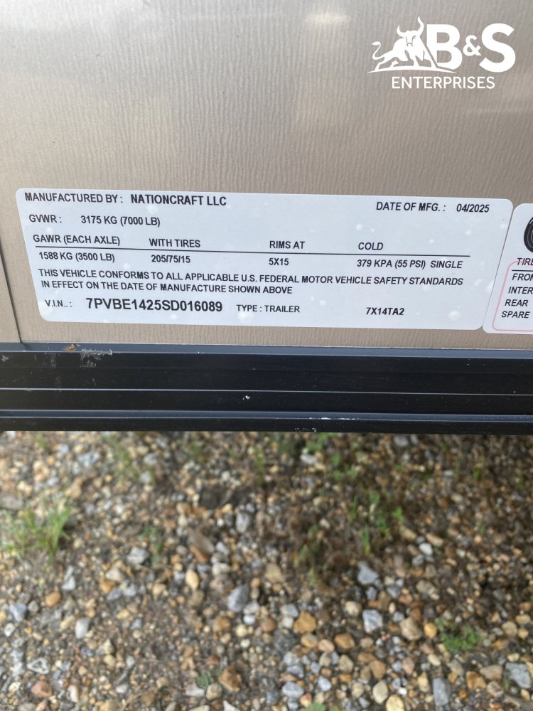2025 NationCraft Trailers 7X14 Pro Cargo / Enclosed Trailer