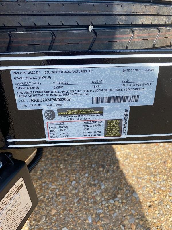 2023 Bellwether MFG 83"X20 Car Hauler