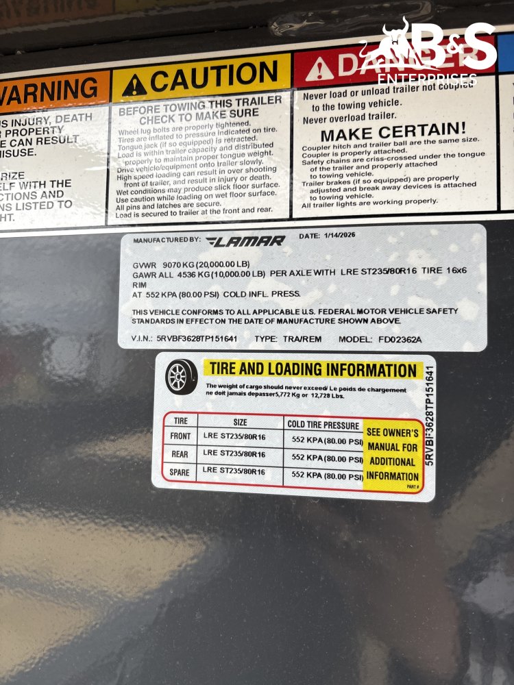 2026 Lamar 102x36 Gooseneck Deckover Equipment Trailer