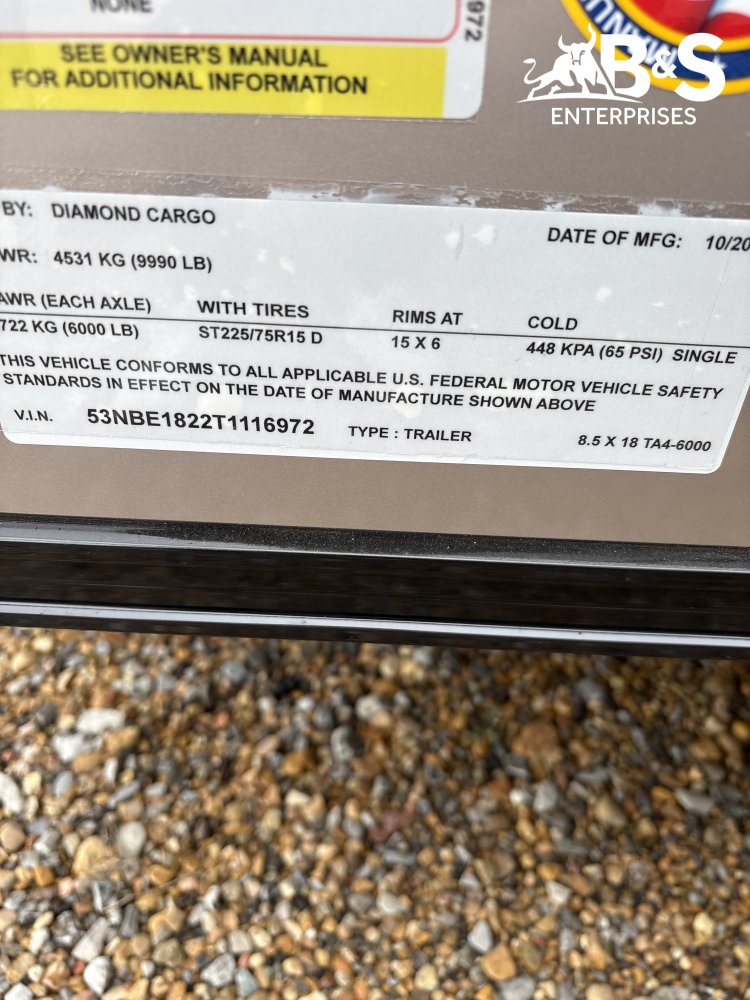 8.5'x18' Diamond Cargo Enclosed Cargo