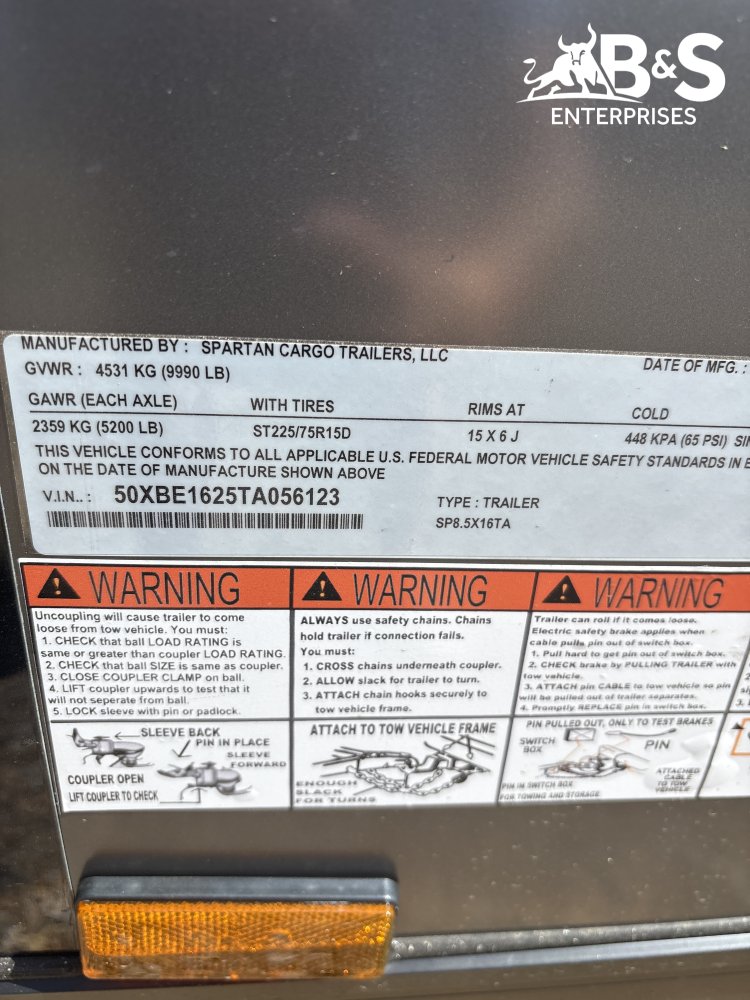 8.5'x16' Spartan Enclosed Cargo
