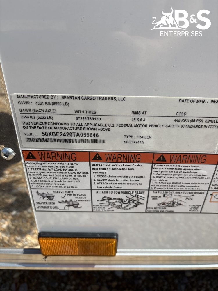 8.5'x24' Spartan Enclosed Cargo