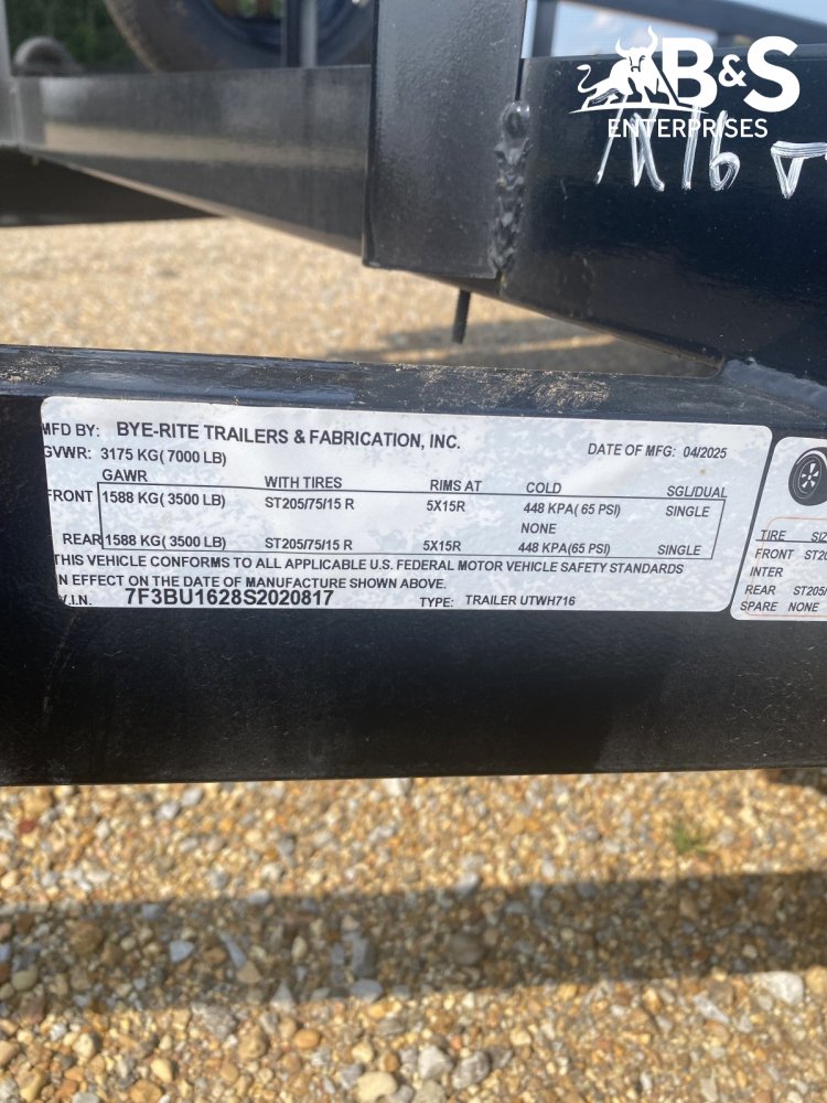 7"x16' Bye-Rite Trailers Utility
