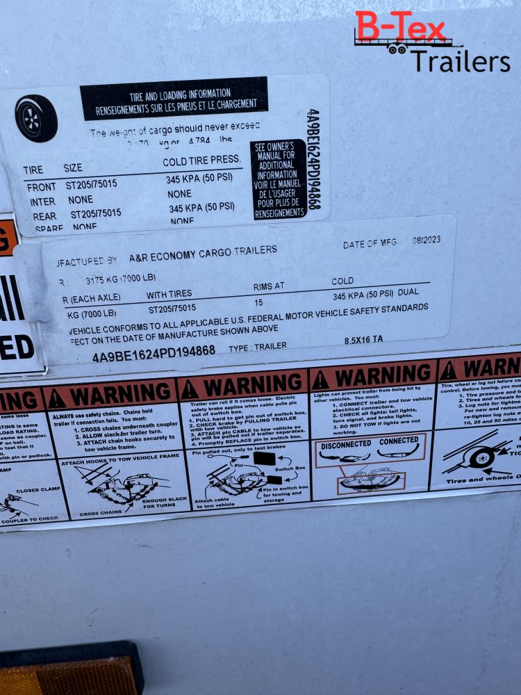 REPO - A&R EconomyTrailers 8.5x16 TA