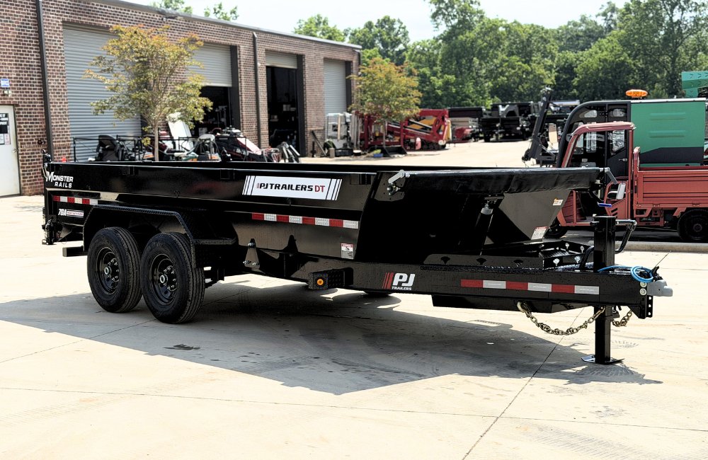 2027 PJ 7x16 Dump Trailer 15.4K GVWR - 7 Gauge Floor, 8" I-Beam Frame, 12K Jack, Slide-In Ramps, Split/Spreader Gate