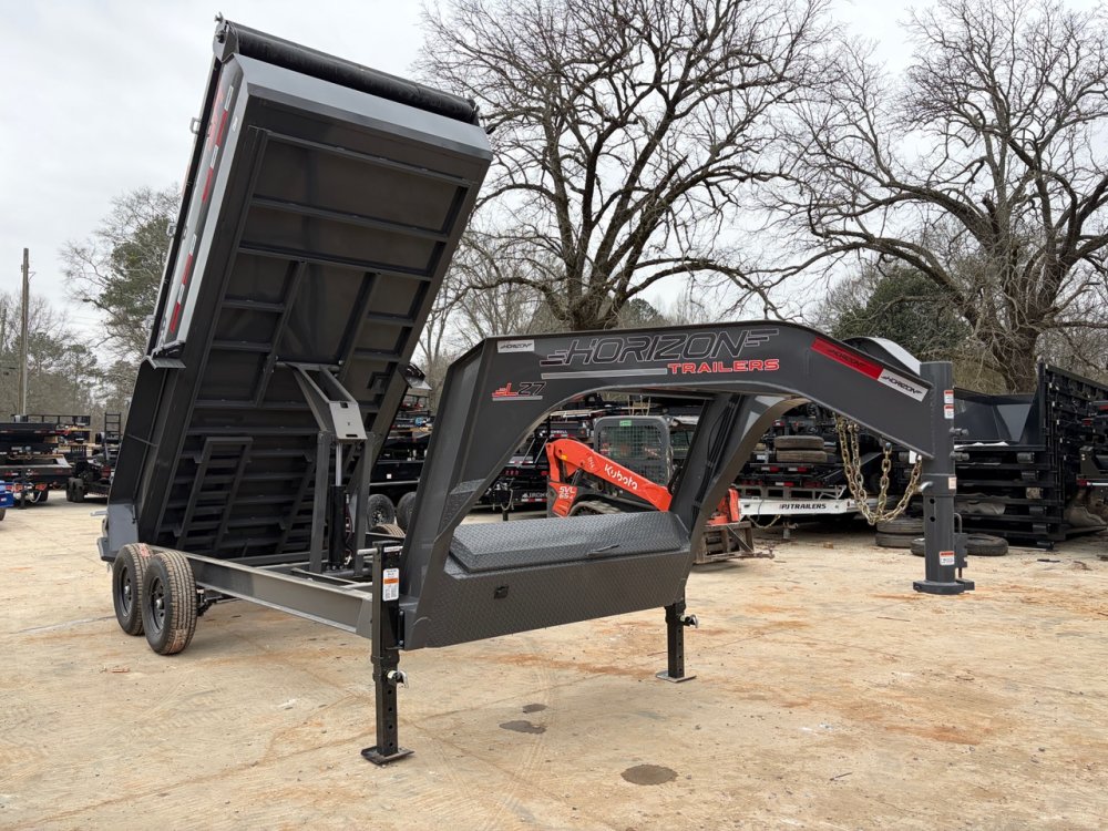 2026-Horizon-DEMO-LZ7-7x16-Gooseneck-14K-Dump-Trailer-3'-Sides,-8"-I-Beam,-Scissor-Hoist,-Ramps,-Gre