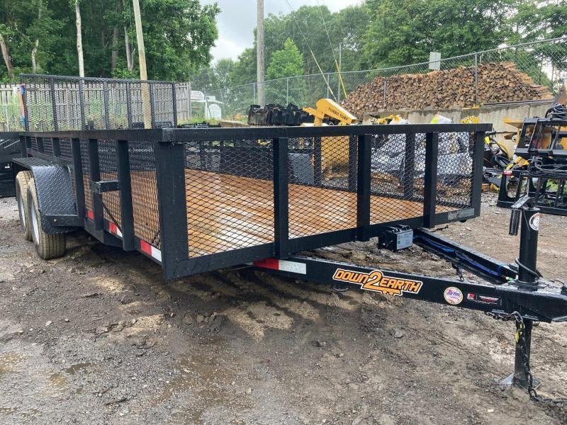 2026 Down To Earth Trailers 7x14 7000 lb 7K 2ft Mesh Sides Tandem Axle