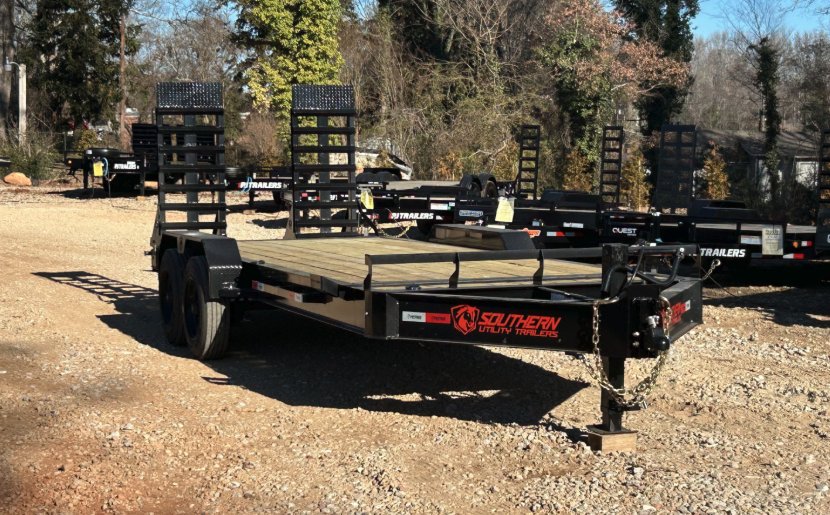 2026 Southern Utility Trailers 7x18 16k Equipment Trailer HD Fold Up Ramps Monster Toolbox