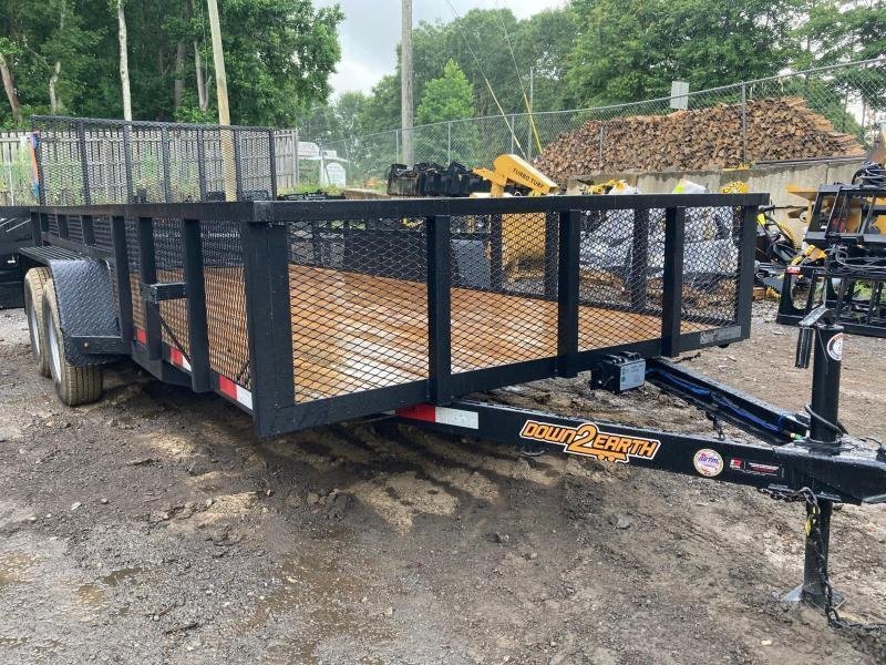 2026 Down To Earth Trailers 7x14 7000 lb 7K 2ft Mesh Sides Tandem Axle