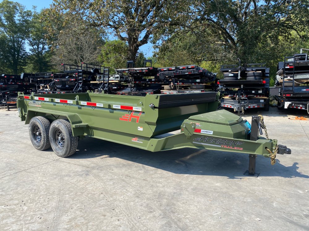 2026-Horizon-7x14-2'-14k-14ply-Dump-Trailer-EZ7-Military-Green-D14K7142HZ-EZ7GREEN